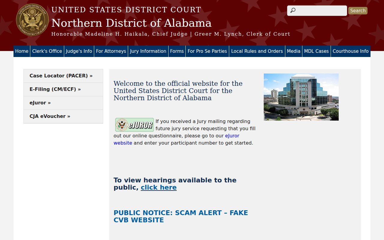 Northern District court route for federal warrants affecting Blount County
