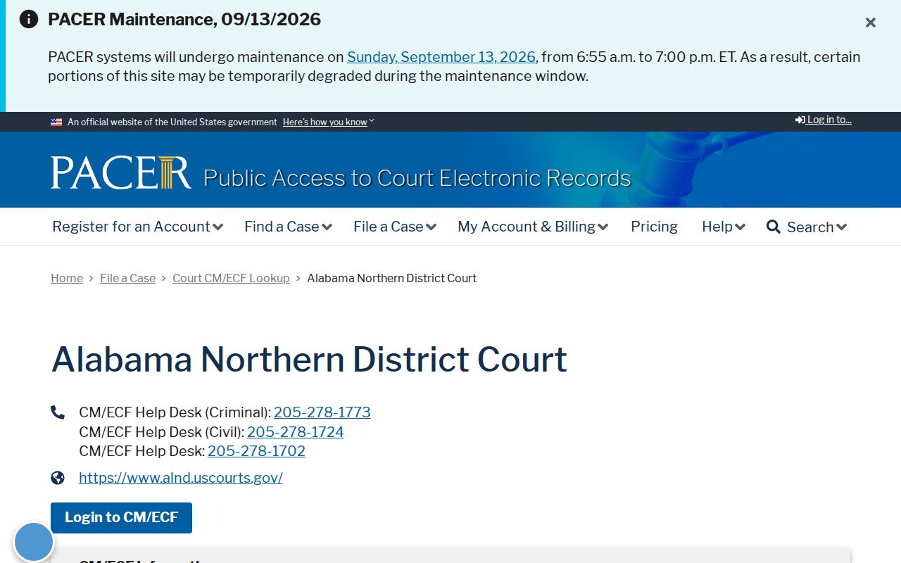 PACER federal court record access for Blount County warrant context