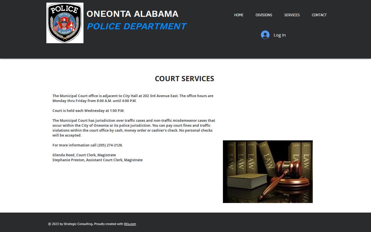 Oneonta Court Services information for Blount County warrant records